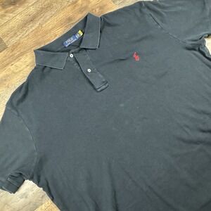Ralph Lauren Black Red Pony Casual Mens Short Sleeve Polo Shirt Size 3XB